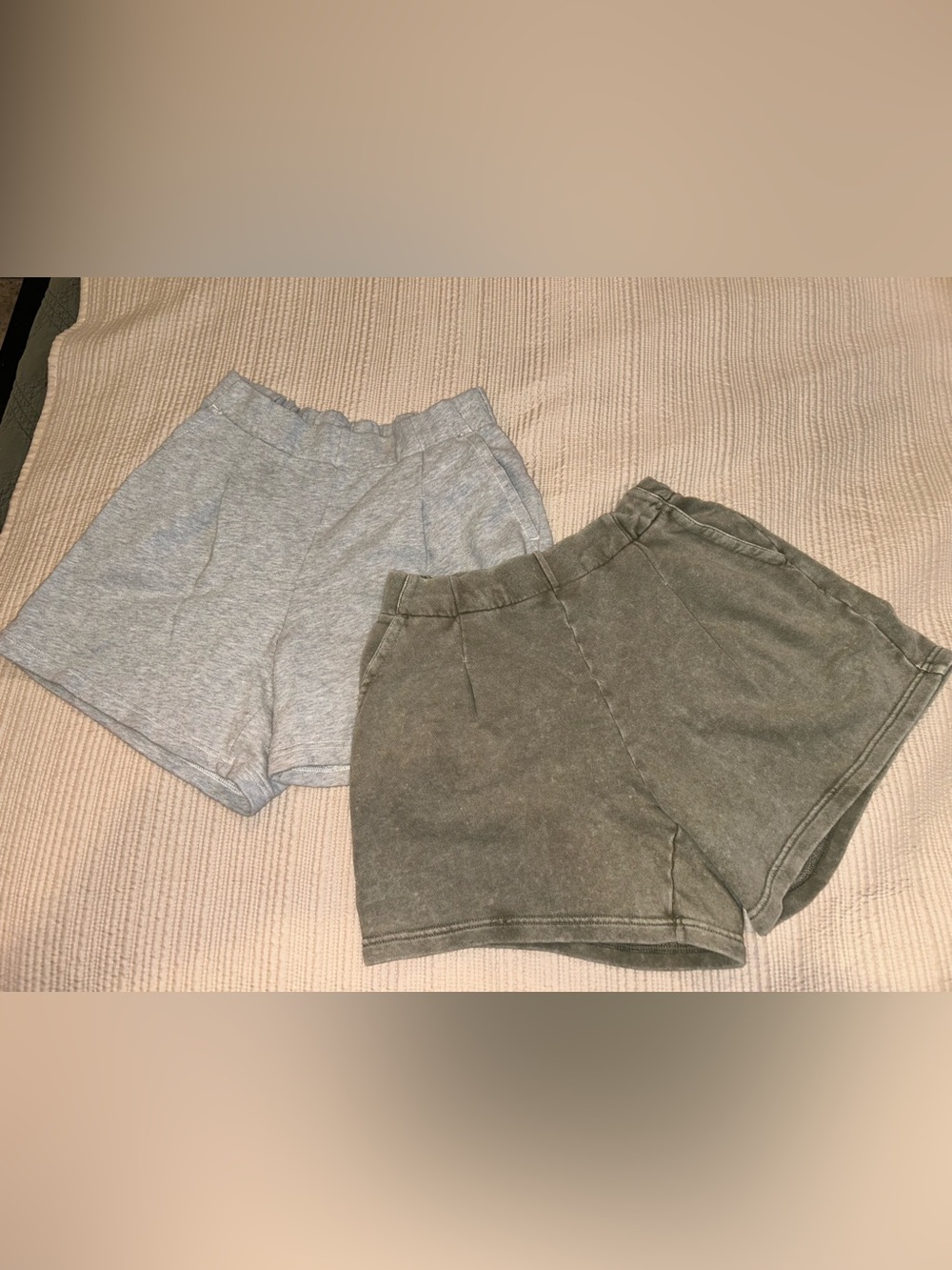 aerie Olive Green Knit Shorts Bundle with Elastic Waist